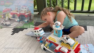 YouTube Thumbnail LEGO Duplo Car Wash Set | 1st Build | Mama &amp; Kids Playing Family Unboxing Put Toy Together 2021