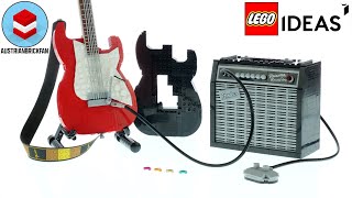 YouTube Thumbnail Lego Ideas 21329 Fender Stratocaster   Lego Speed Build Review