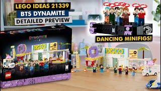 YouTube Thumbnail LEGO Ideas 21339 BTS Dynamite (레고 방탄소년단) with dancing minifigures - detailed preview