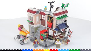 YouTube Thumbnail LEGO Creator 3-in-1 Downtown Noodle Shop 31131 review! Unique, well detailed, good parts