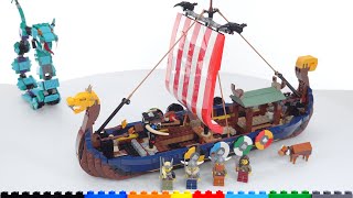YouTube Thumbnail LEGO Creator Viking Ship &amp; Midgard Serpent MAIN build review! Solid ship design with lots of room
