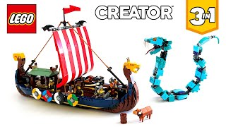 YouTube Thumbnail LEGO Creator 3in1 Wikingerschiff mit Midgardschlange (31132) - Speed build