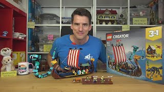 YouTube Thumbnail Dafür muss ein alter Wikinger lange stricken! LEGO® Creator 31132 Schiff mit Midgardschlange