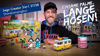 YouTube Thumbnail Strandurlaub in LANGEN HOSEN?! 😱🤯🤪 Lego Creator 3-in-1 31138 Strandcampingbus