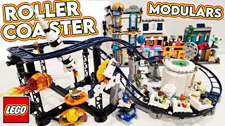 YouTube Thumbnail LEGO Space Roller Coaster, Main Street Modulars, SUMMER 2023 Reviews!