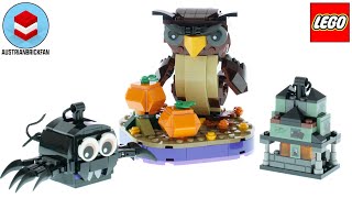 YouTube Thumbnail LEGO Halloween Sets 2021 40493 Spider &amp; Haunted House Pack  &amp; 40497 Halloween Owl Speed Build