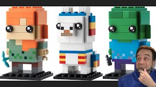 YouTube Thumbnail LEGO Minecraft new Brickheadz unveiled! Alex, Llama, &amp; Zombie 40624 40625 40626