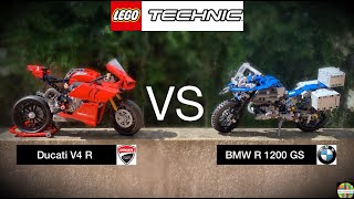 YouTube Thumbnail Lego Technic BMW R1200 GS Adventure 42063 VS Ducati Panigale V4 R 42107