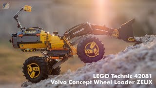 YouTube Thumbnail LEGO Technic 42081 Volvo Concept Wheel Loader ZEUX in action