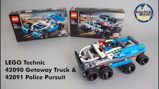 YouTube Thumbnail LEGO Technic 42090 Getaway Truck &amp; 42091 Police Pursuit speed build and review