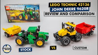 YouTube Thumbnail LEGO Technic 42136 John Deere 9620R 4WD Tractor detailed review and MOC comparison