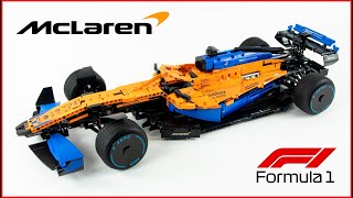 YouTube Thumbnail LEGO TECHNIC 421141 McLaren Formula 1 Race Car Speed Build - Brick Builder