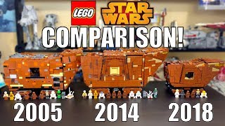 YouTube Thumbnail LEGO Star Wars Sandcrawler Comparison! | (10144, 75059, 75220 | 2005, 2014, 2018)