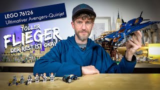 YouTube Thumbnail Toller Flieger, langweilige Figuren: Lego 76126 Ultimativer Avengers-Quinjet