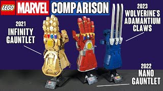 YouTube Thumbnail COMPARISON: LEGO Marvel Wolverine&#39;s Claws, Infinity Gauntlet, + Nano Gauntlet (76250, 76191, 76223)