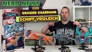 YouTube Thumbnail LEGO Marvel Schiffvergleich: Neues Schiff der Wächter vs. Benatar vs. Quinjet (76193 76248 76255)