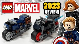 YouTube Thumbnail LEGO Marvel Black Widow &amp; Captain America Motorcycles (76260) - 2023 Set Review