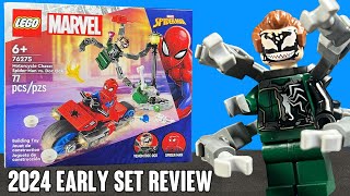 YouTube Thumbnail EARLY REVIEW: LEGO 2024 Spider-Man vs Venom Doc Ock Motorcycle Chase Set 76275