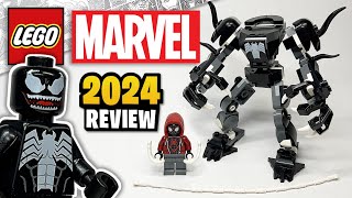YouTube Thumbnail LEGO Marvel Venom Mech Armor vs. Miles Morales (76276) - EARLY 2024 Set Review