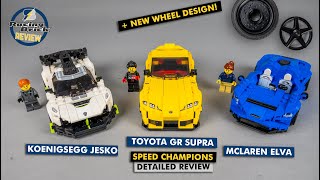 YouTube Thumbnail LEGO Speed Champions 2021 review vol. 1 - Koenigsegg Jesko / Toyota GR Supra / McLaren Elva