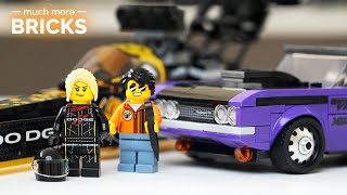 YouTube Thumbnail LEGO 76904 Mopar Dodge SRT Top Fuel Dragster and 1970 Dodge Challenger T/A - Speed Build 2021