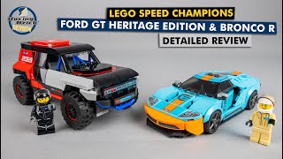 YouTube Thumbnail LEGO Speed Champions 76905 Ford GT Heritage Edition and Bronco R detailed building review