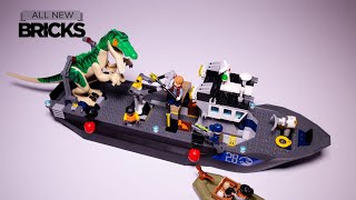 YouTube Thumbnail Lego Jurassic World 76942 Baryonyx Dinosaur Boat Escape Speed Build