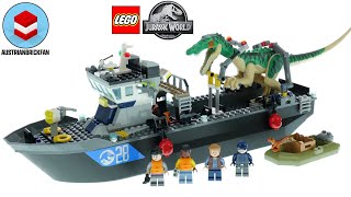 YouTube Thumbnail LEGO Jurassic World 76942 Baryonyx Dinosaur Boat Escape Speed Build