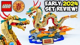 YouTube Thumbnail BEAUTIFUL New Lego Dragon! | Auspicious Dragon EARLY 2024 LEGO Review! Set 80112