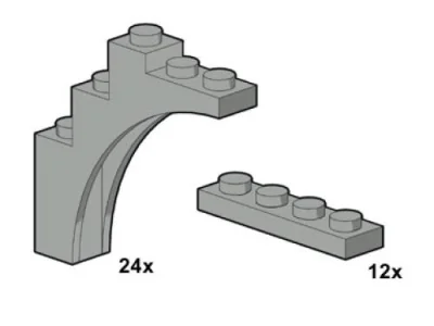 LEGO® Set 10047 - Light Gray Arches