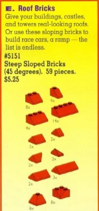 LEGO® Set 5151 - Roof Bricks, Red, 45 Degrees