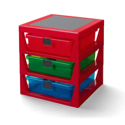 LEGO® Set 5005873 - 3-Drawer Storage Rack (Transparent Red)