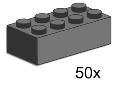LEGO® Set 3729 - 2 x 4 Dark Gray Bricks