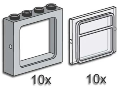 LEGO® Set 3733 - Gray Windows with Clear Panes