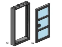 LEGO® Set 3449 - 1 x 4 x 6 Black Door Frame with Transparent Blue Panes