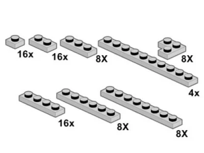 LEGO® Set 10064 - Light Gray Plates 1 x n