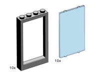 LEGO® Set 3508 - 1 x 4 x 5 Black Window Frame with Blue Pane